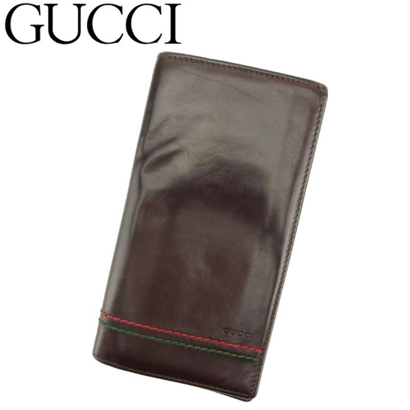 Gucci Sherry green Wallet leather long red brown - Picture 1 of 6